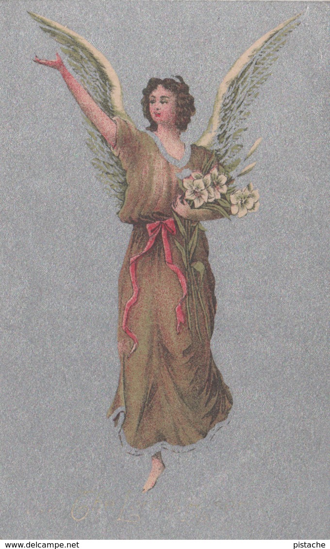Old Postcard - Nice Colorful Angel On Silver Background - Written - VG Condition - 2 Scans - Angels