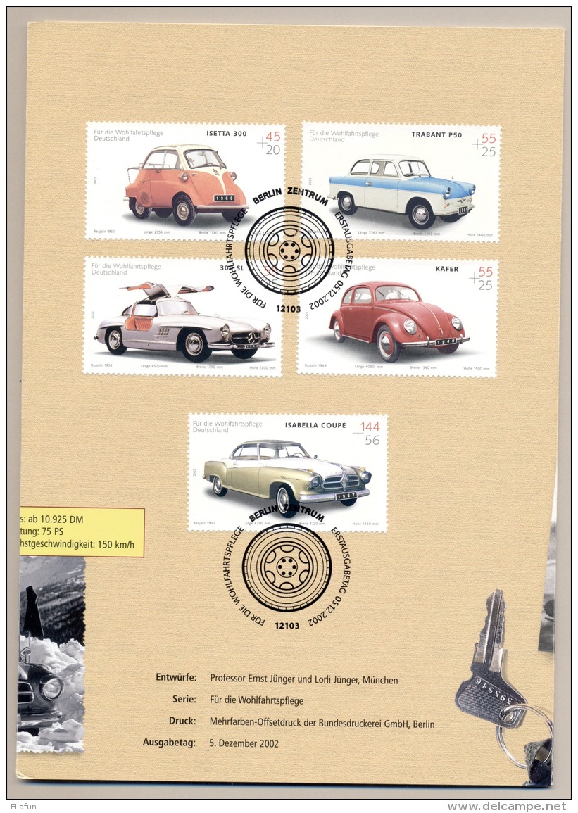 Deutschland - 2002 - Deutsche Kult Automobile - Set In Leaflet Deutsche Post - Brieven En Documenten