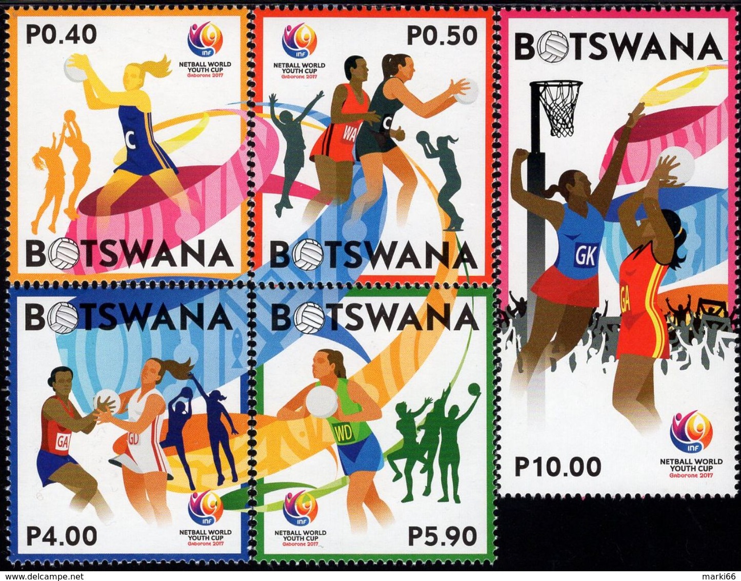 Botswana - 2017 - Netball World Youth Cup - Mint Stamp Set With Embossing - Botswana (1966-...)