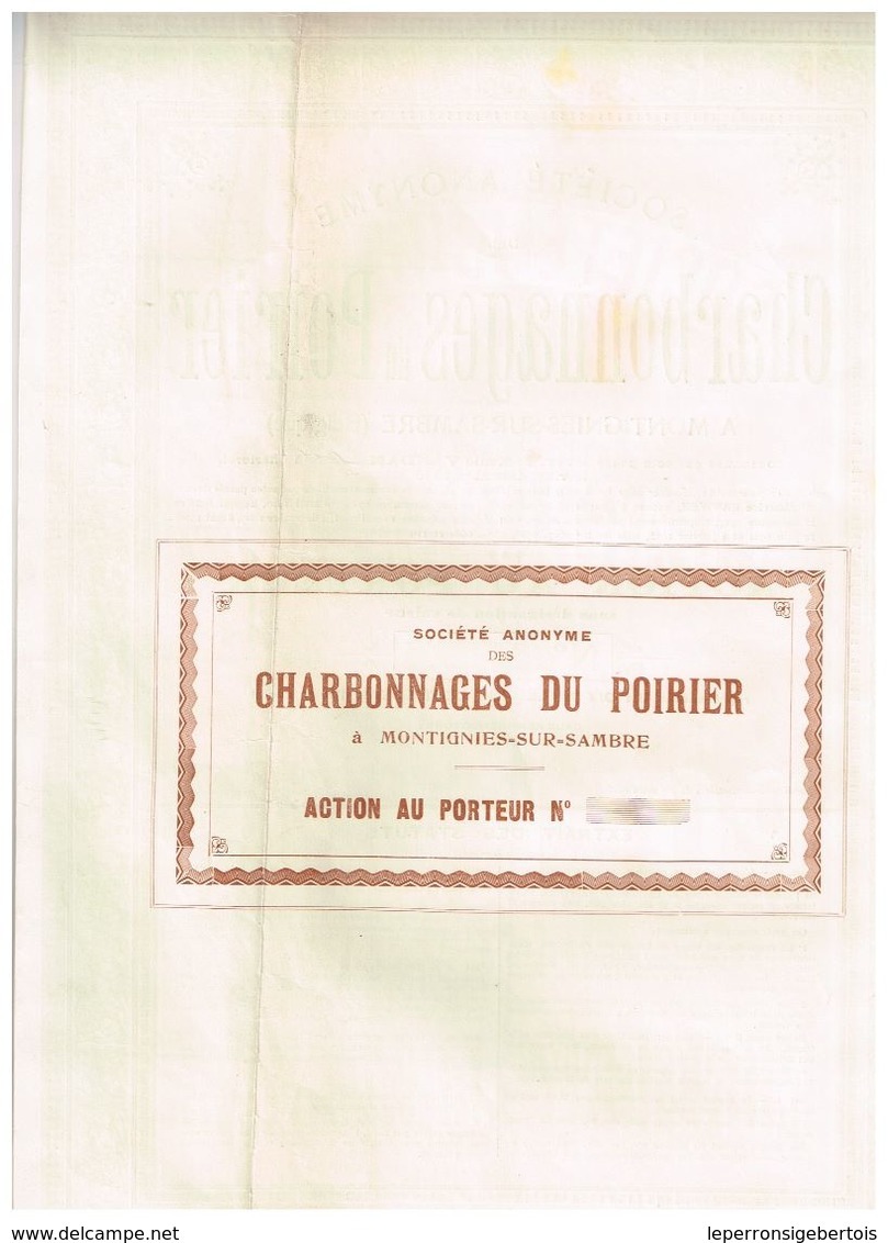 Action Uncirculed - Sté Anonyme Des Charbonnages Du Poirier - Titre De 1925 - Bergbau