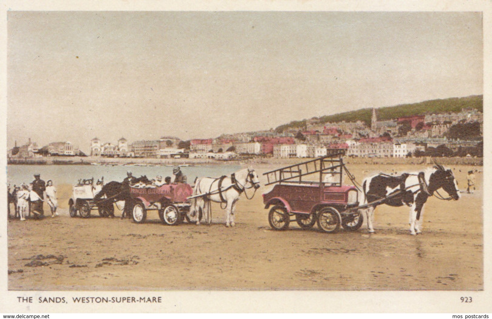 Somerset Postcard - The Sands - Weston Super Mare - Horses Pulling Cars For Rides - Ref ND597 - Weston-Super-Mare