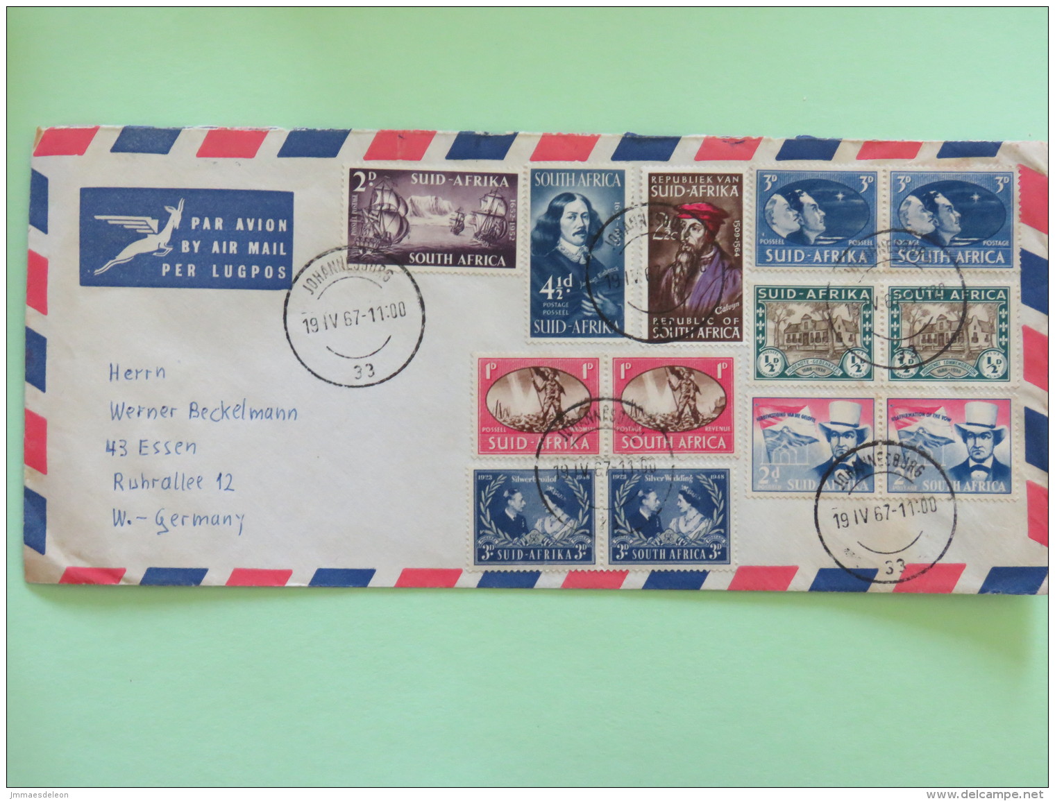 South Africa 1967 Cover To England - Victory - Calvin - Ships - Constantia (Scott # 67 = 17.5 $) - Lettres & Documents