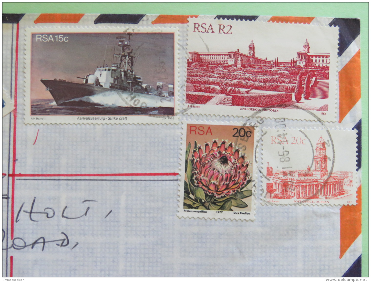 South Africa 1985 Registered Cover To England - Army Ship - Protea Flower - Buildings - Covers & Documents