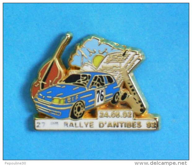 1 PIN'S //   ** RENAULT CLIO 16S  ** 27ème RALLYE D'ANTIBES / 92 ** . (Arthus Bertrand Paris) - Rallye