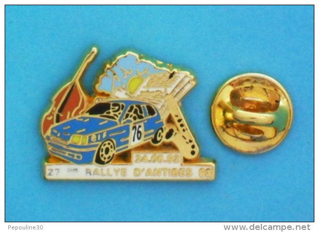 1 PIN'S //   ** RENAULT CLIO 16S  ** 27ème RALLYE D'ANTIBES / 92 ** . (Arthus Bertrand Paris) - Rallye