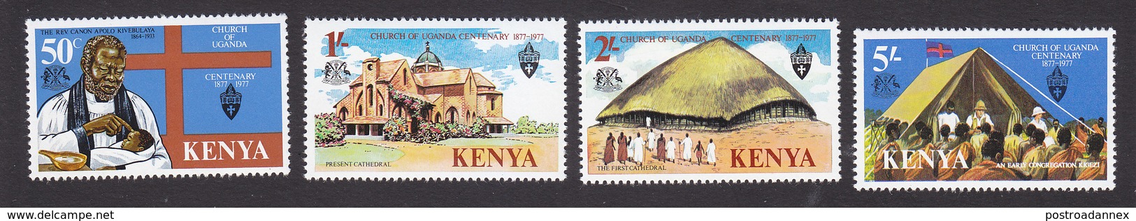 Kenya, Scott 80-83, Mint Hinged, Church Of Ugana, Issued 1977 - Kenya (1963-...)