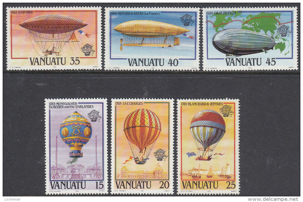 VANUATU, 1983 MANNED FLIGHT 6 MNH - Vanuatu (1980-...)