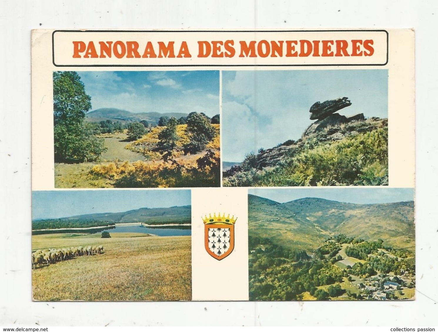 Cp,19 , Panorama Des MONEDIERES , Multi Vues ,voyagée 1986 , Ed. Combier - Altri & Non Classificati