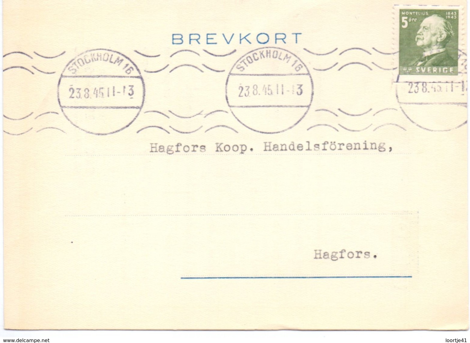 Briefkaart Carte Lettre Brevkort Trycksak - Brio - Osby   Till Hagfors Sverige Suède Zweden 1945 - Entiers Postaux