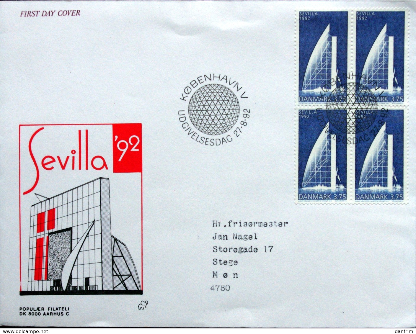 Denmark 1992 SEVILLA   MiNr.1036    FDC   ( Lot 6374 ) - FDC