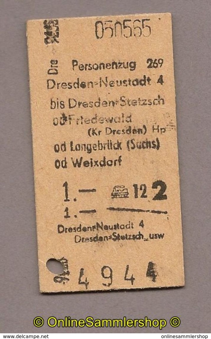 L07) Pappfahrkarte DR --> Dresden Neustadt 4 - Dresden Stretzsch (1965) - Europe