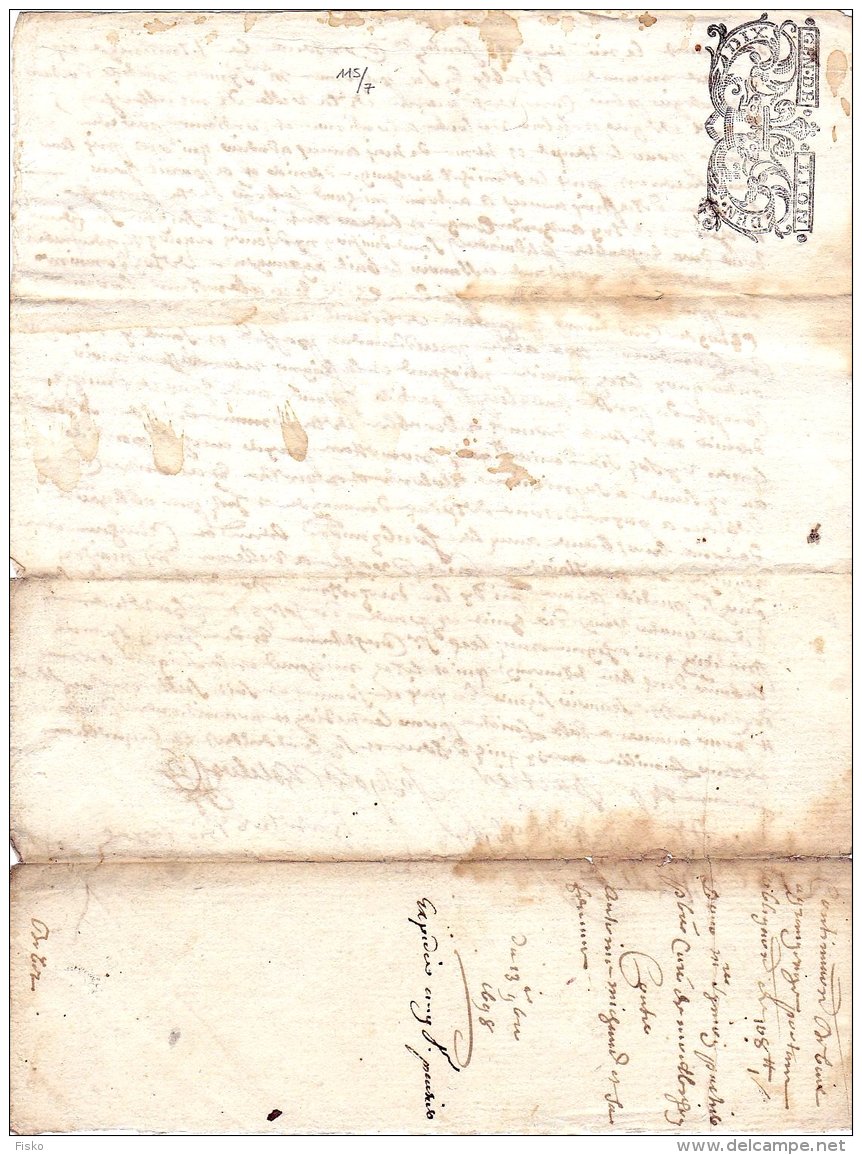 1698   Cachet Généralité De LYON N°115         Montbrison  (42) - Cachets Généralité