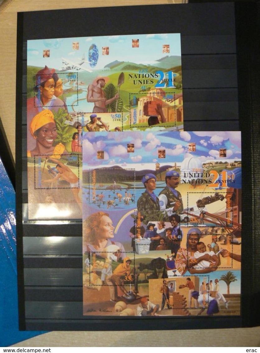 ONU - Nations-Unies - Lot de timbres et feuillets neufs ** + enveloppes grands formats - New-York et Genève - Cote ++