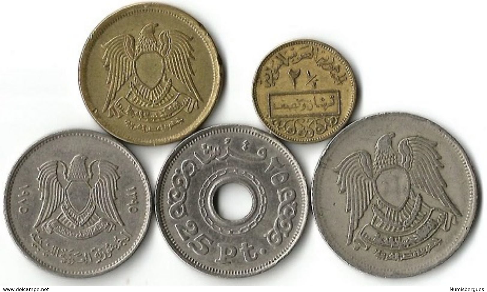 Lot 5 Pièces De Monnaie - Egypte