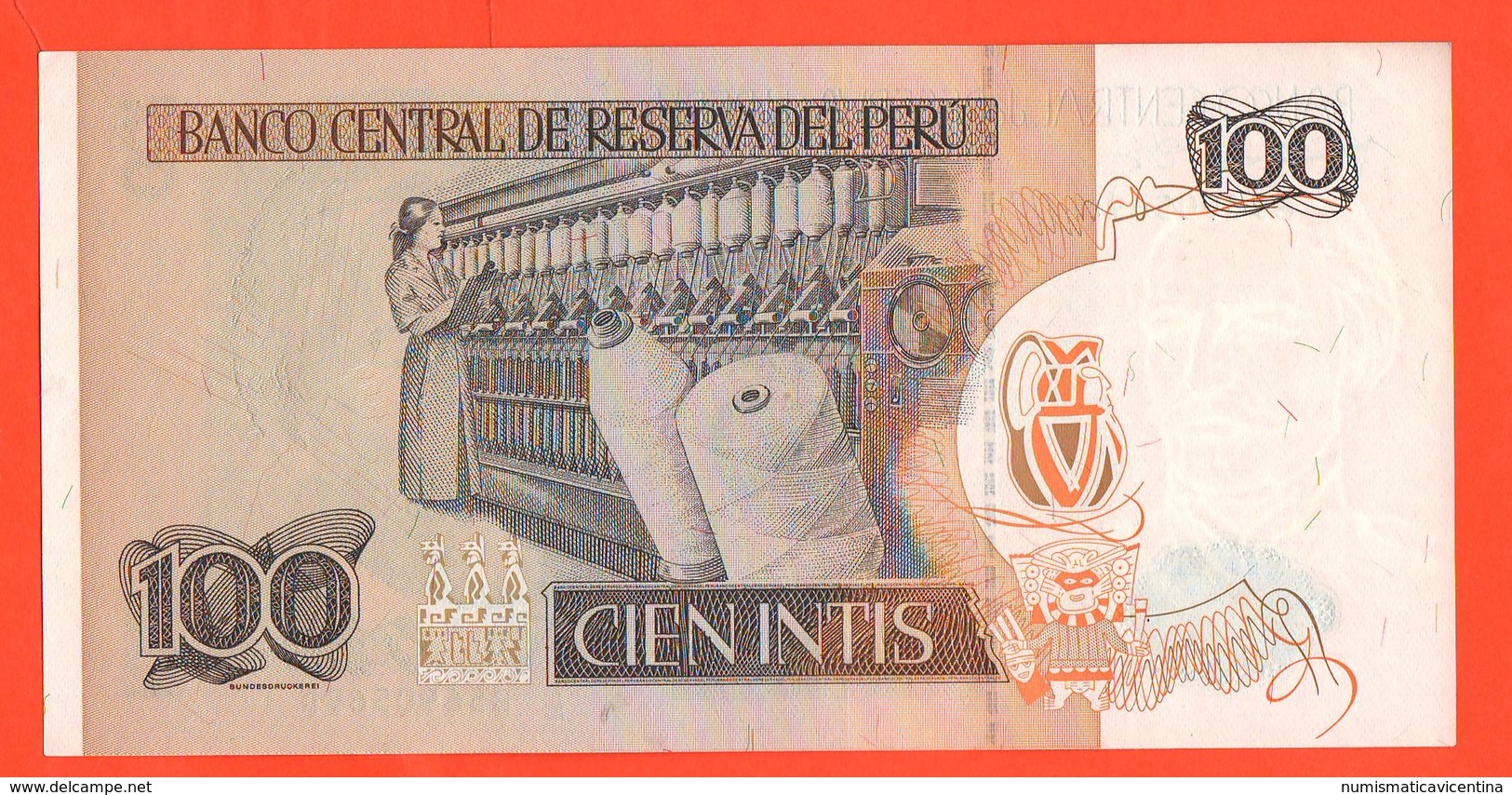 Perù Peru Cien 100 Intis 1987 Ramon Castilla - Perù