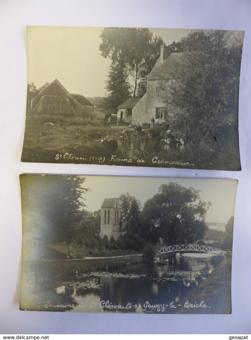 LOT 2 CARTES PHOTO ST CHERON LA FERME CREVECOEUR ET SOUZY LA BRICHE - Saint Cheron