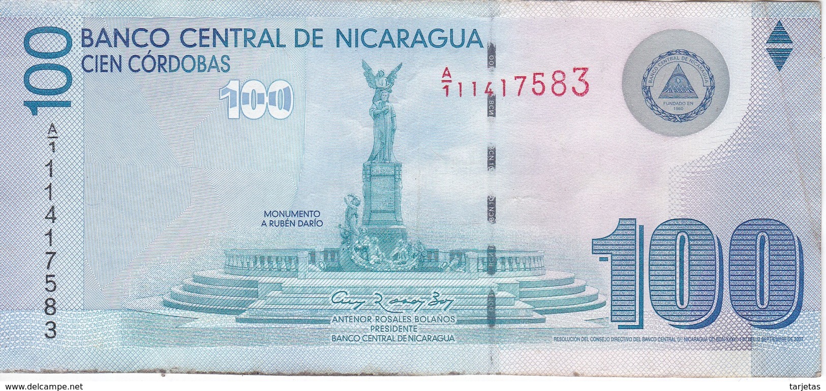 BILLETE DE NICARAGUA DE 100 CORDOBAS DEL AÑO 2007 (BANKNOTE) - Nicaragua