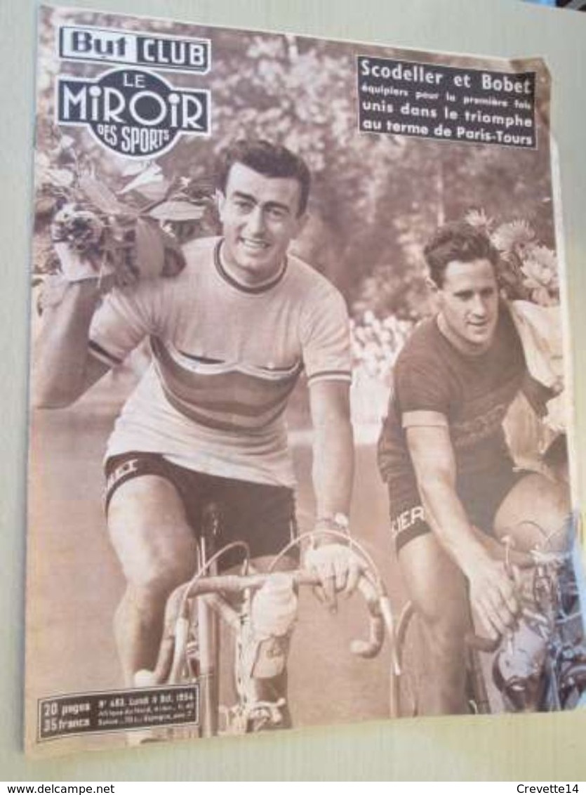 Revue BUT CLUB LE MIROIR DES SPORTS  N° 483 De 1954 : COUVERTURE CYCLISME SCODELLER BOBET PARIS-TOUR - Sport