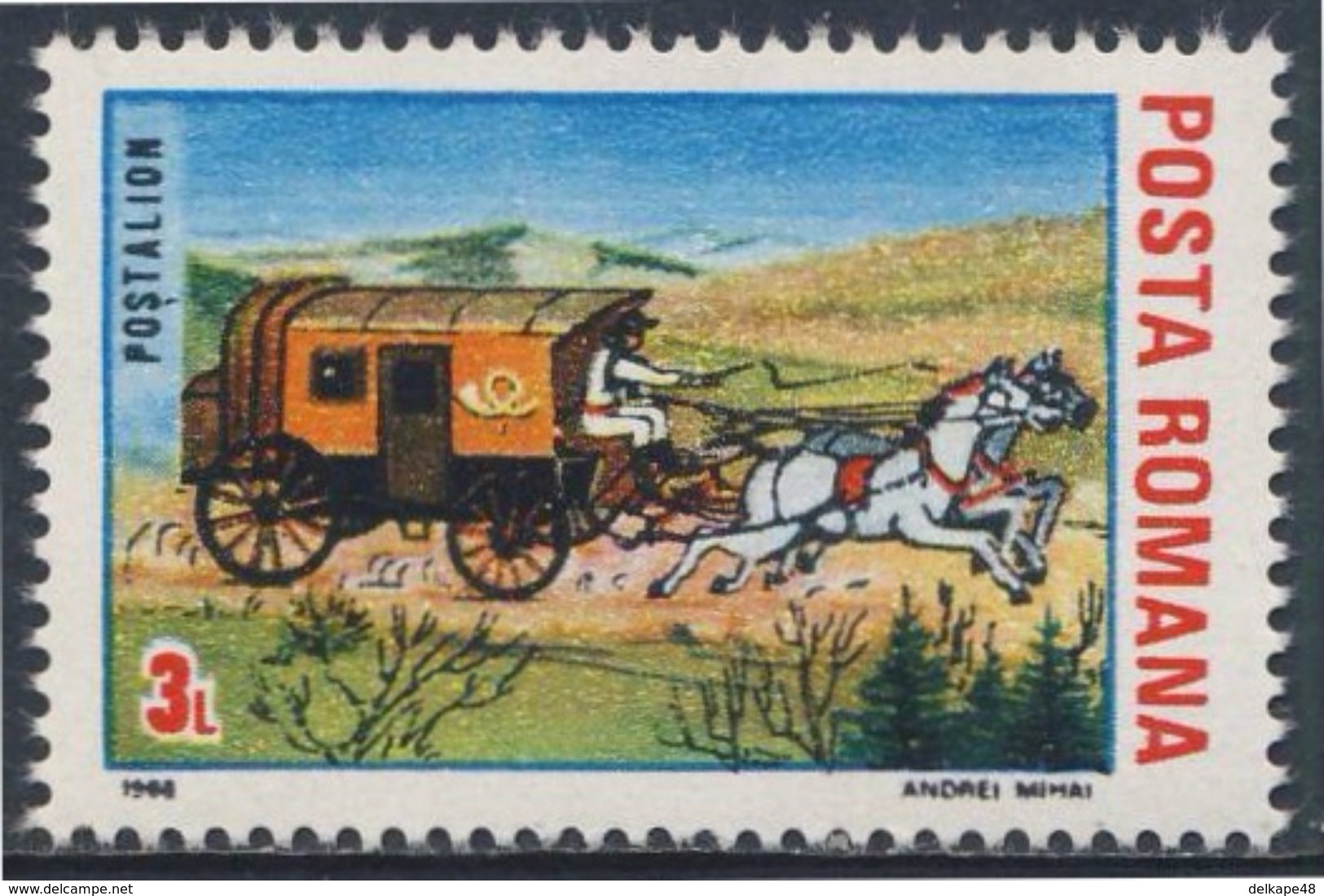 Romania Romana Rumänien 1988 Mi 4435 ** Mail Coach + Horses / Alter Postwagen -  INTEREUROPA - Postkoetsen