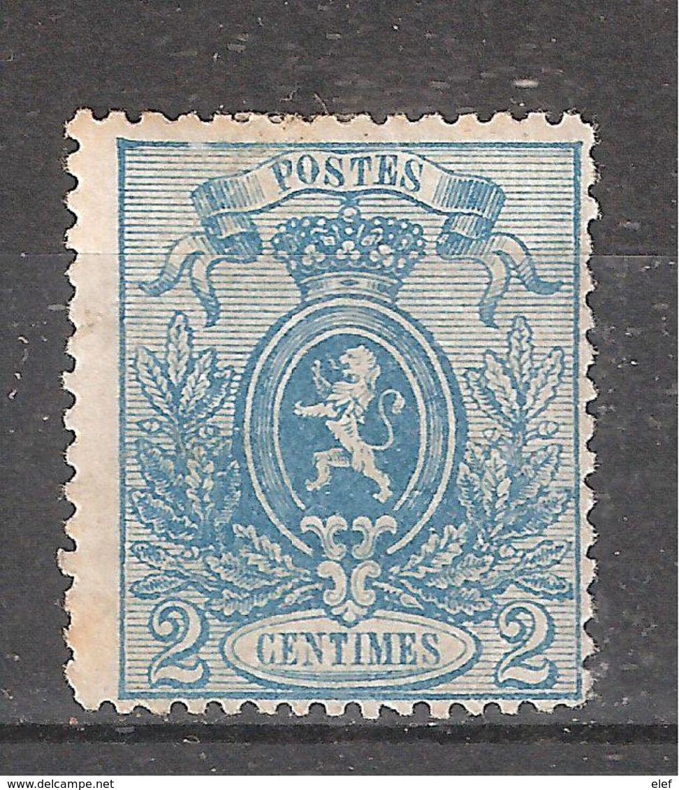 BELGIQUE , 1866 , Armoiries " Petit Lion ", Yvert N° 24 , 2 C Bleu , Neuf * / MH B/TB, Cote 200 Euros - 1866-1867 Piccolo Leone