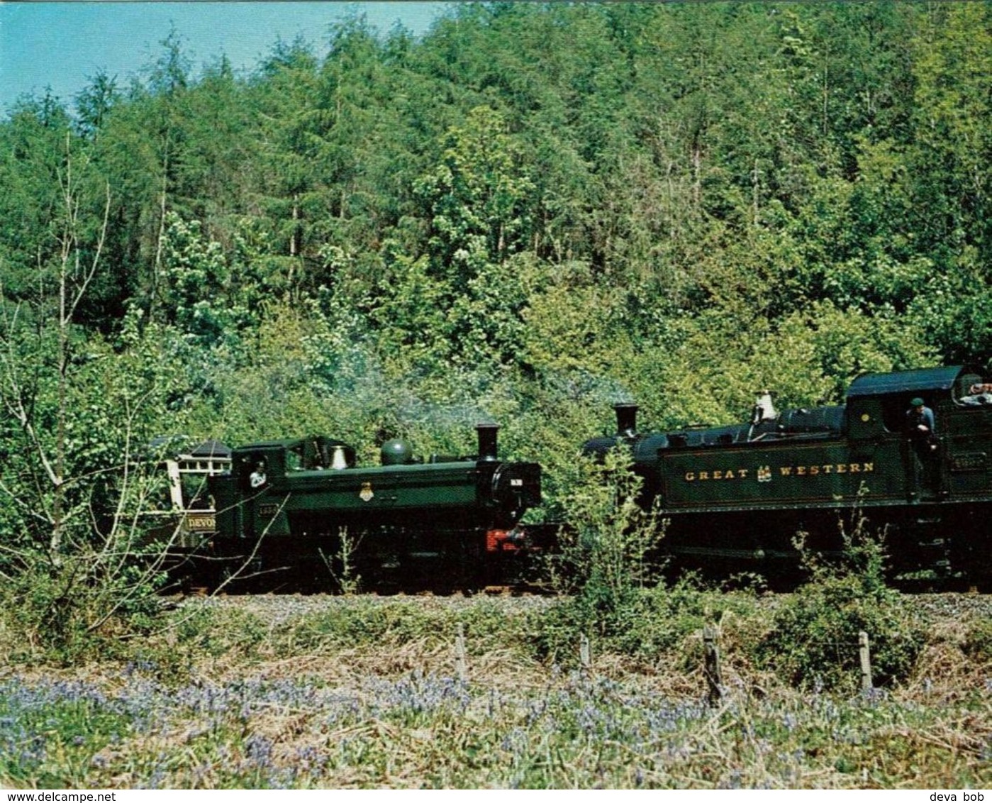 Railway Postcard GWR 45xx 4555 16xx 1638 Staverton Dart Valley Loco Judges - Trains