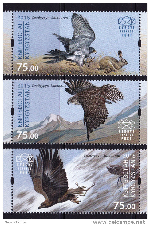 Kyrgyzstan 2015 Birds Of Prey Falconry 3v MNH - Kyrgyzstan