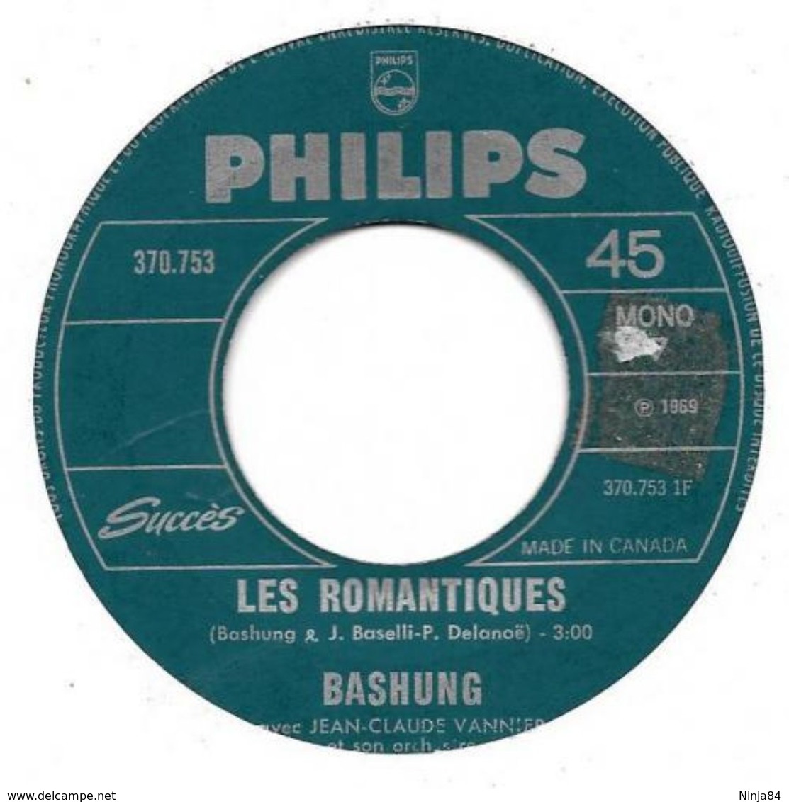 SP 45 RPM (7")  Alain Bashung " Les Romantiques "  Canada - Other - French Music