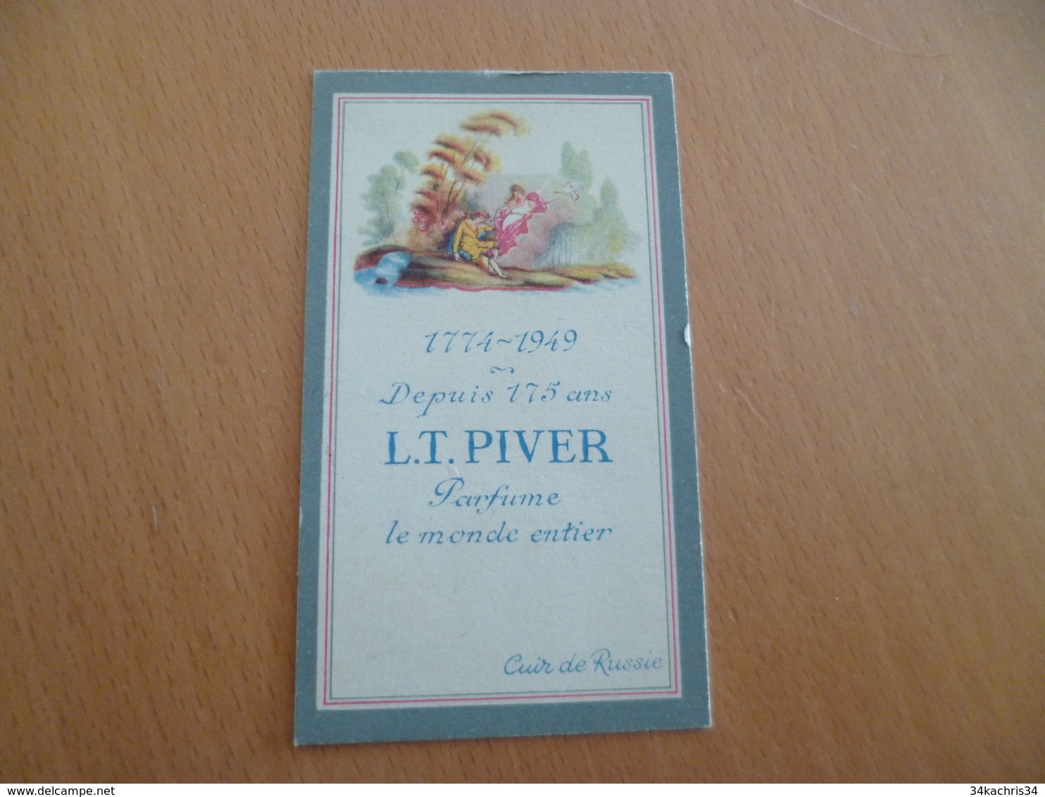 Carte Parfumée Pub Piver L.T. Cuir De Russie - Vintage (until 1960)