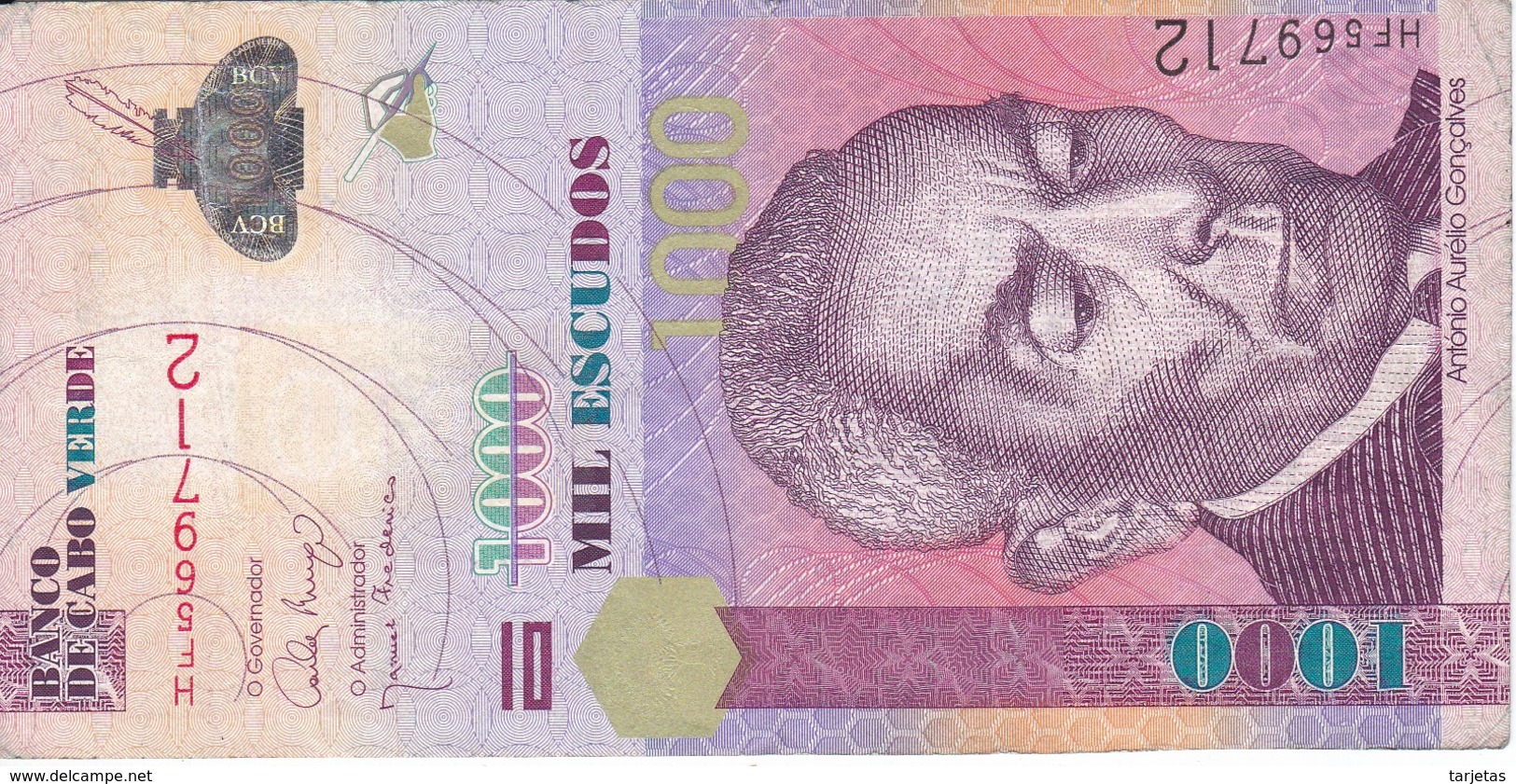 BILLETE DE CABO VERDE DE 1000 ESCUDOS DEL AÑO 2007   (BANKNOTE) - Cabo Verde