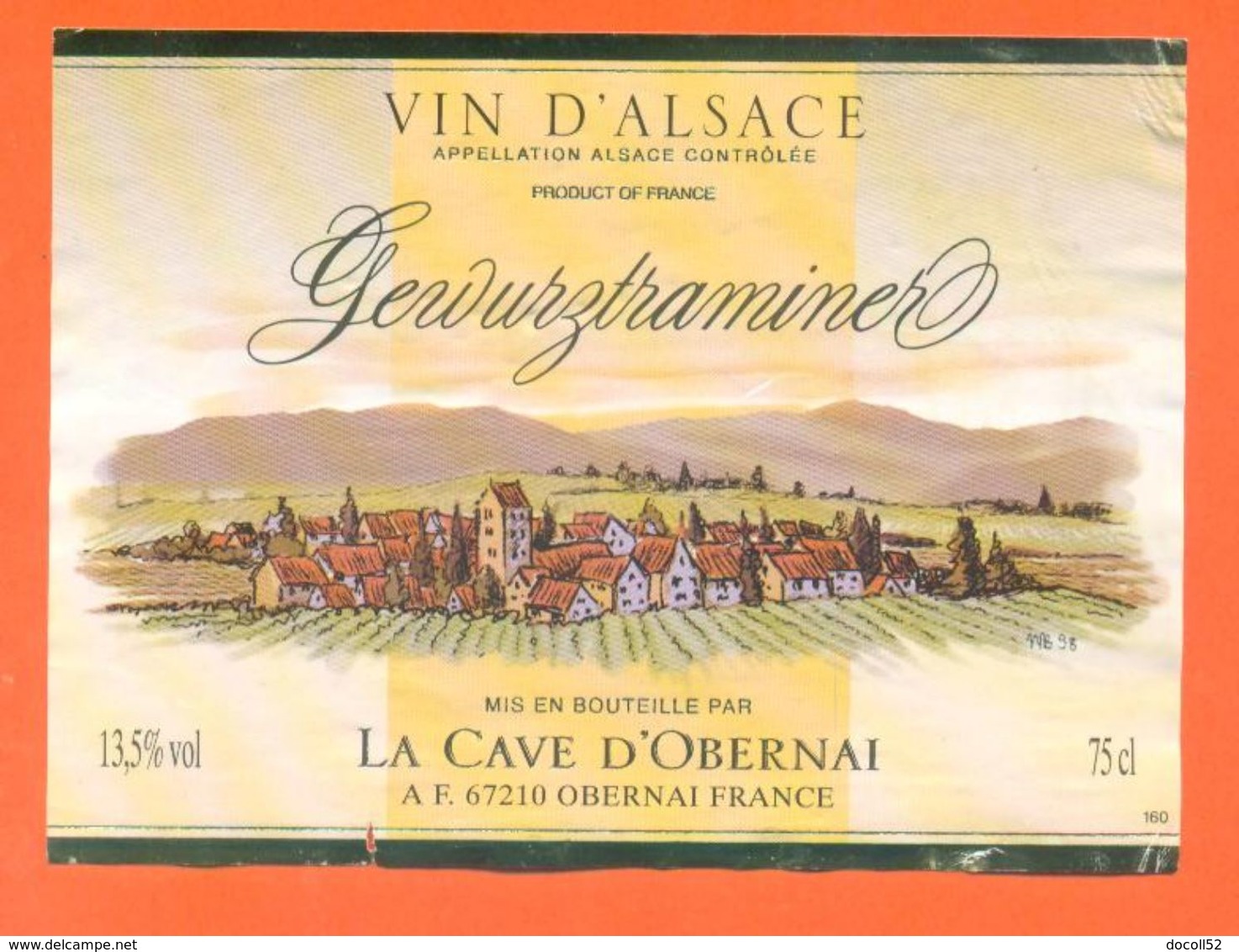 étiquette Vin D'alsace Gewurztraminer La Cave D'obernai  - 75cl - Gewurztraminer