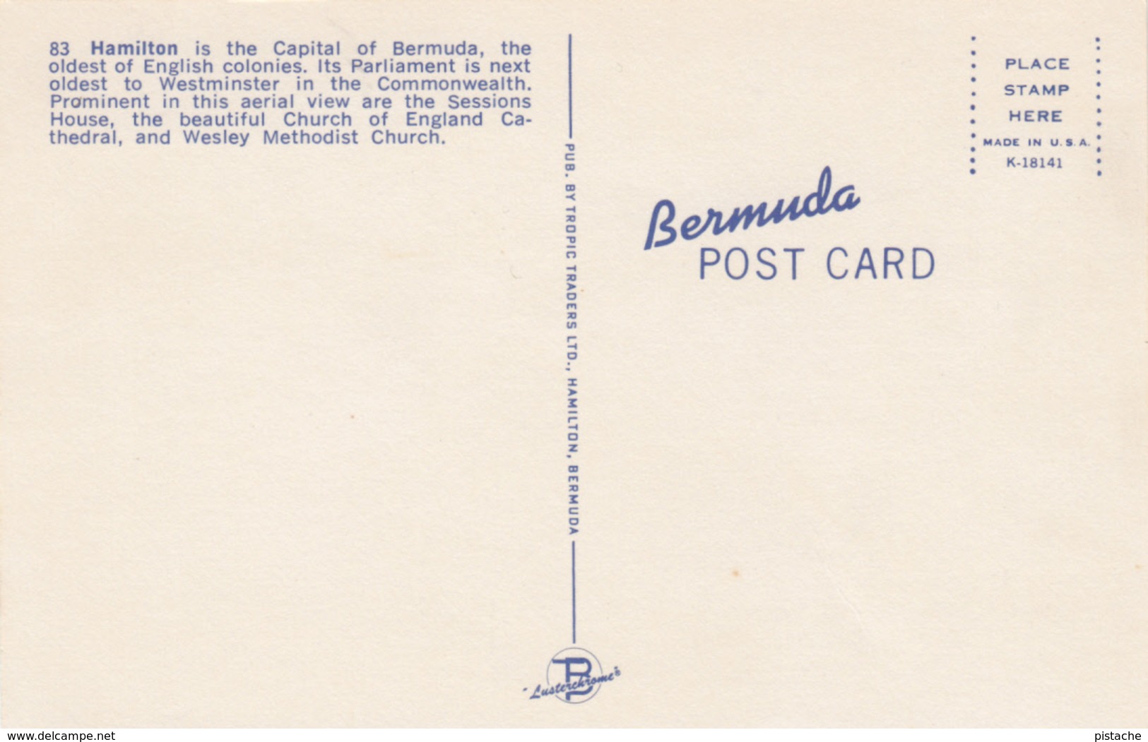 Hamilton - Capital Of Bermuda - Unused  - Very Good Condition - 2 Scans - Bermudes