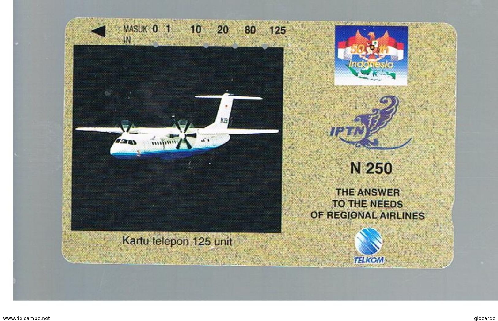 INDONESIA - TELKOM  - PLANE, IPTN N 250  - USED - RIF. 10378 - Aerei