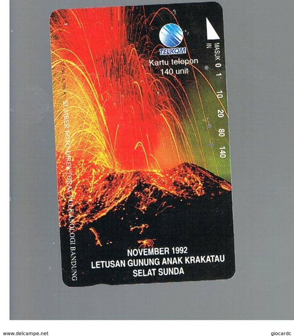 INDONESIA - TELKOM  - 1995 VOLCAN IN NOVEMBER 1992             - USED - RIF. 10382 - Volcanes