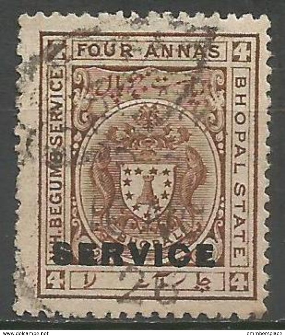 Bhopal - 1908 Arms Official 4a Used   SG O304  Sc O4 - Bhopal