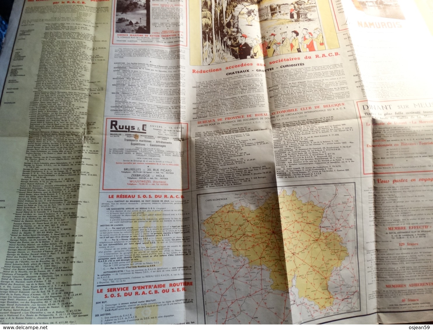 Royal Automobile Club De Belgique-carte De L'etat Des Routes En 1954 - Publicité : Gulf-Kleber-Colombes. - Callejero