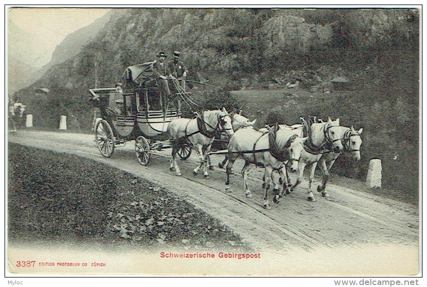 Schweizerische Gebirgspost. Attelage. Poste. - Postal Services