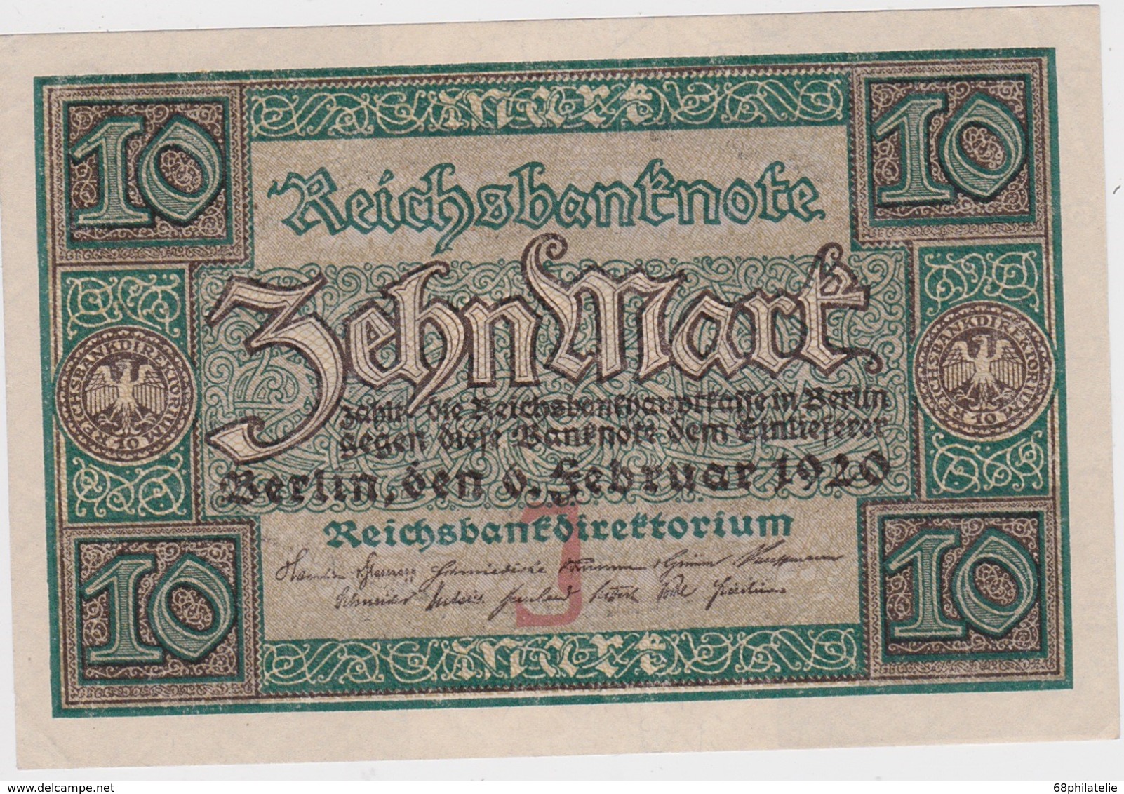 ALLEMAGNE 1920 REICHSBANKNOTE  10 MARK - 10 Mark