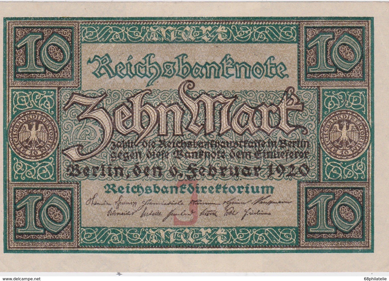 ALLEMAGNE 1920 REICHSBANKNOTE  10 MARK - 10 Mark