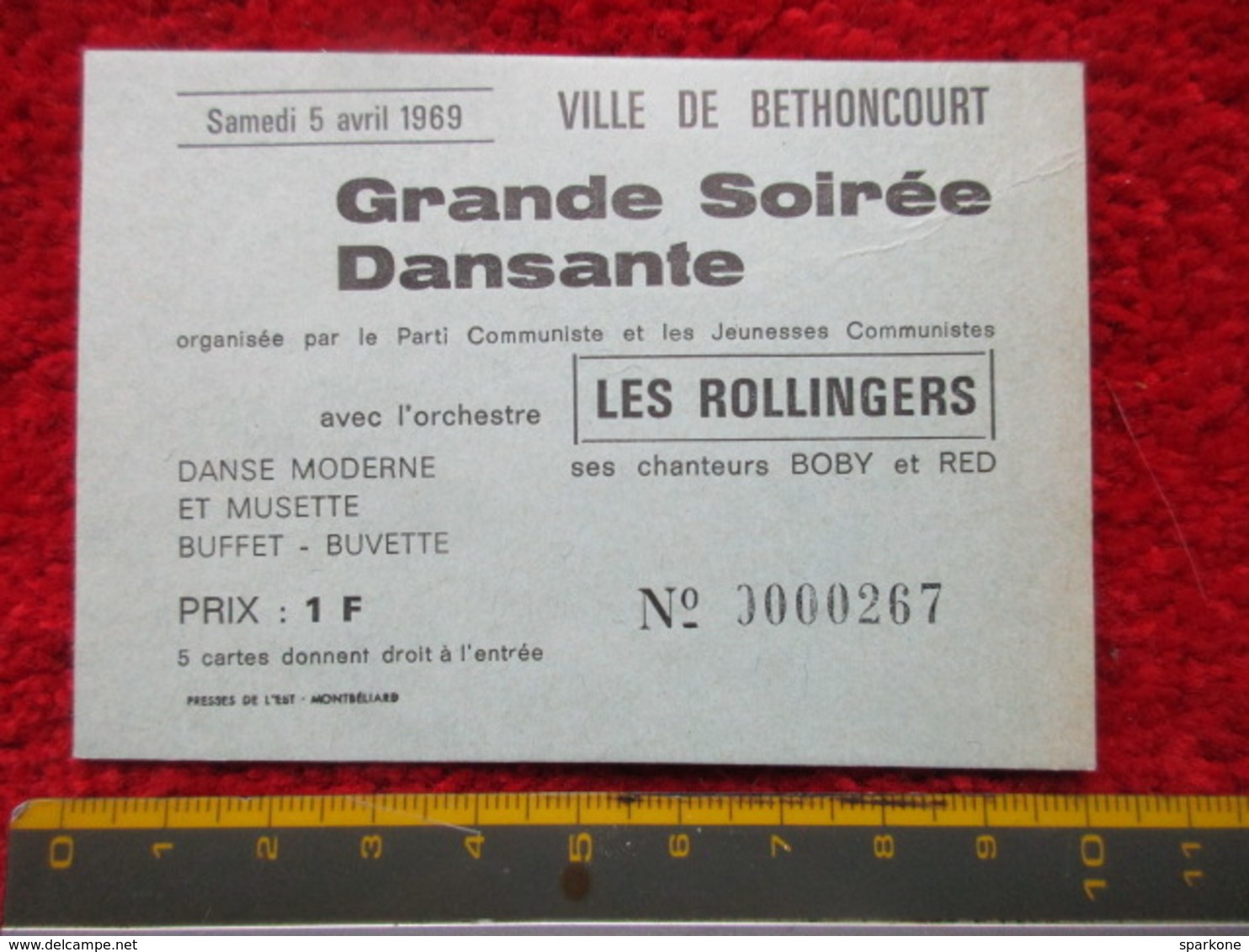 Ville De Bethoncourt "Grande Soirée Dansante" Les Rollingers - Tickets D'entrée