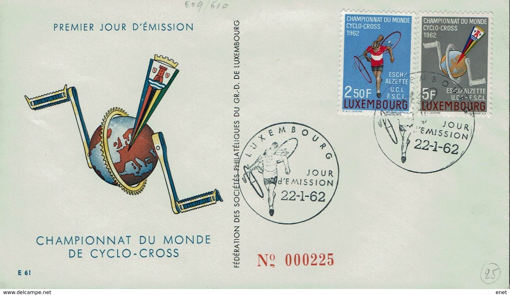 Luxemburg Luxembourg 1962 - Querfeldein-Radrennen Cyclo-cross - MiNr 655-656 FDC - Cycling