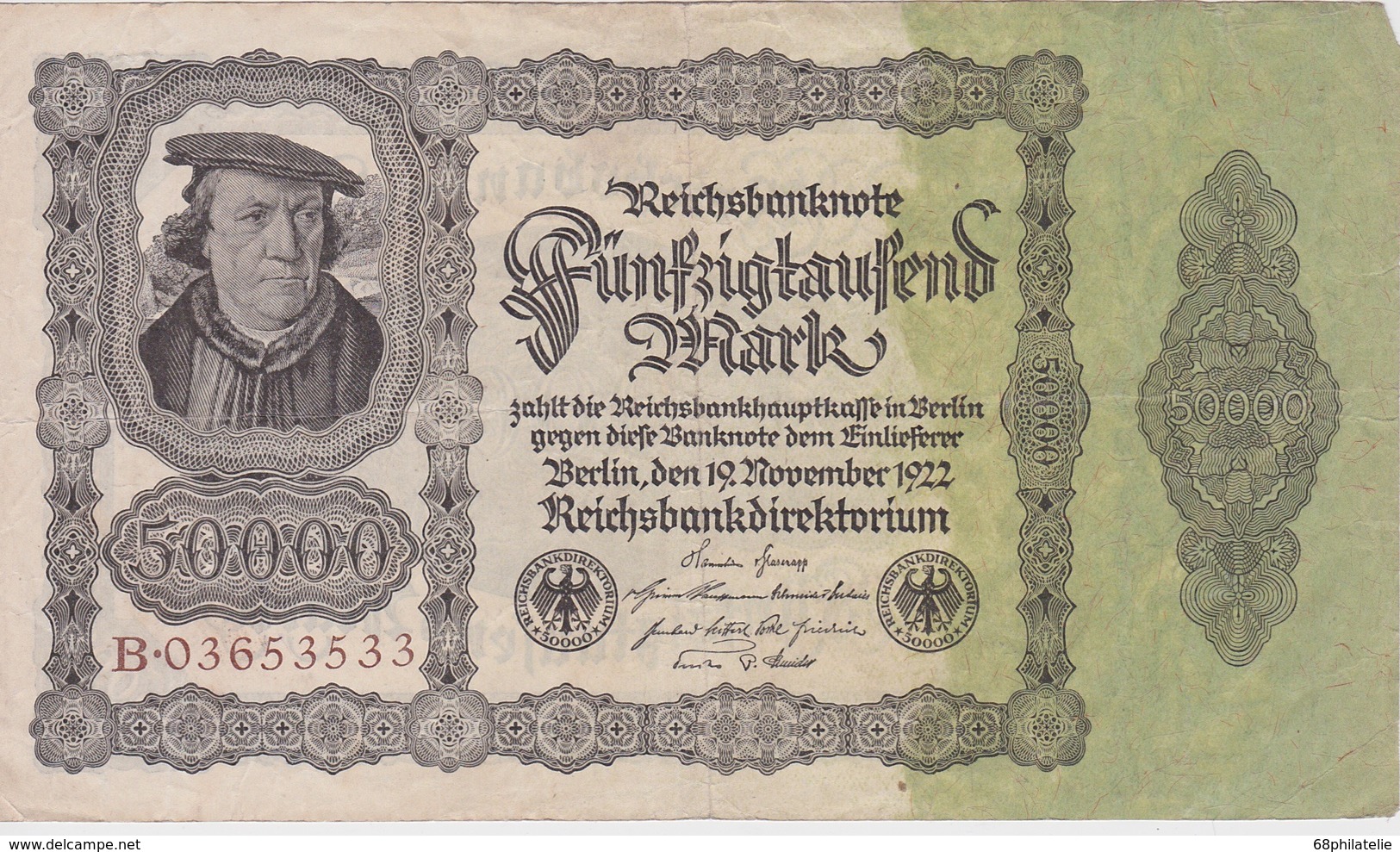 ALLEMAGNE 1922 REICHSBANKNOTE 50000 MARK - 50000 Mark