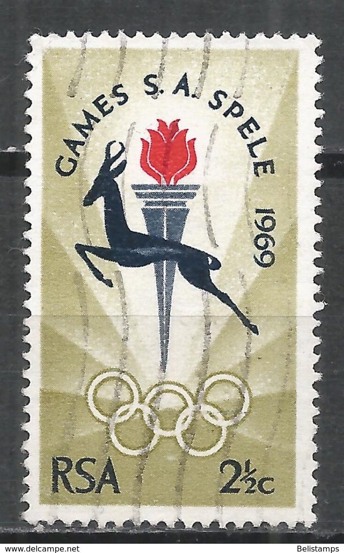 South Africa 1969. Scott #353 (U) South Africa Natl. Games, Springbok, Torch, Rings - Oblitérés