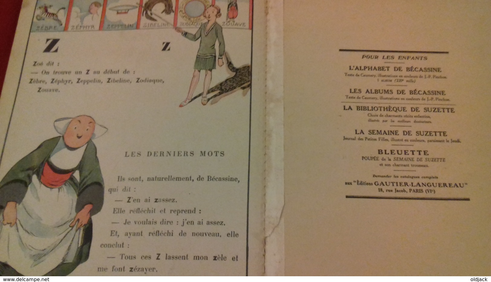 BECASSINE MAITRESSE D'ECOLE.L'ALPHABET DE BECASSINE. REEDITION SOUPLE de 1946 (col8a)