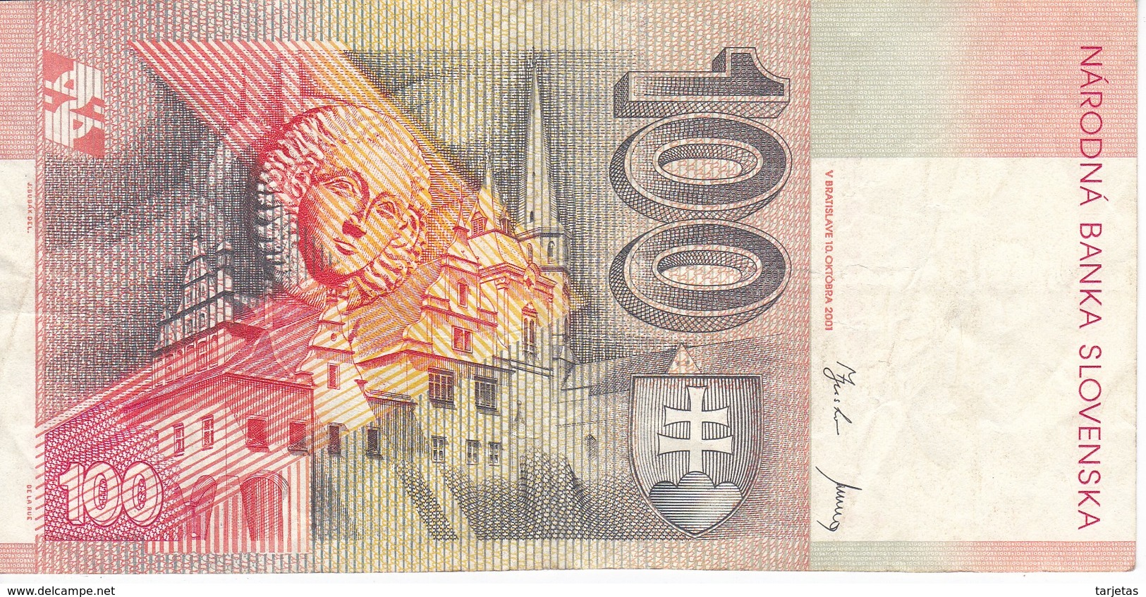 BILLETE DE ESLOVAQUIA DE 100 KORUN DEL AÑO 2001   (BANKNOTE) - Slowakije