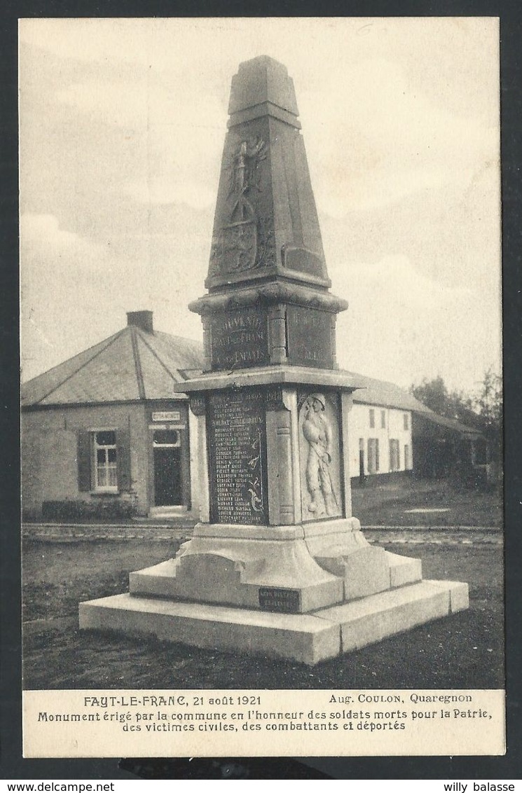 +++ CPA - FAYT LE FRANC - Monument érigé ...soldats Morts ...victimes Civiles...- 1921 - Estaminet à L'arrière Plan   // - Honnelles