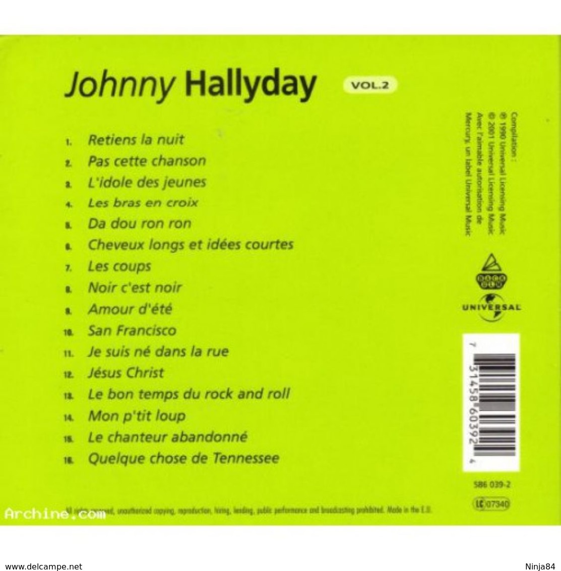 CD  Johnny Hallyday  "  Les Talents Du Siècle Vol. 2 " - Otros - Canción Francesa