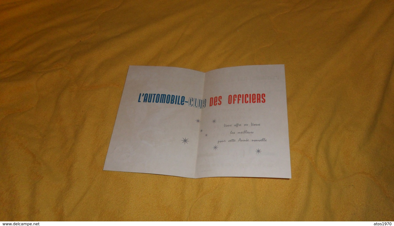 L'AUTOMOBILE - CLUB DES OFFICIERS VOUS OFFRE SES VOEUX....A.C.O. SERVICES TOURISTIQUE DOUANIER ASSURANCES VOITURES.. - Advertising