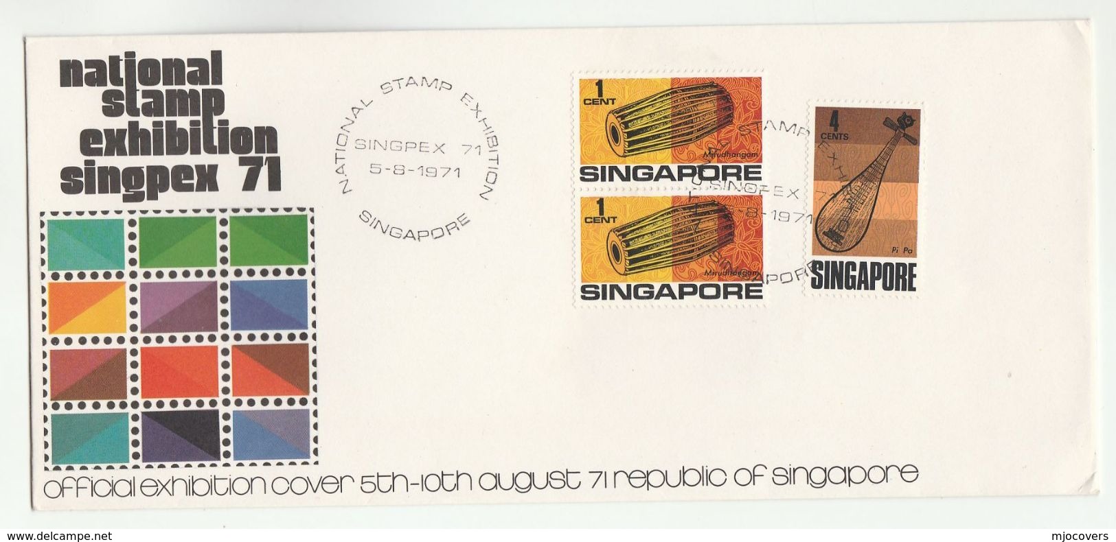 1971 Aug 5, SINGAPORE SINGPEX PHILATELIC EXHIBITION EVENT  COVER  Stamps Music - Singapur (1959-...)