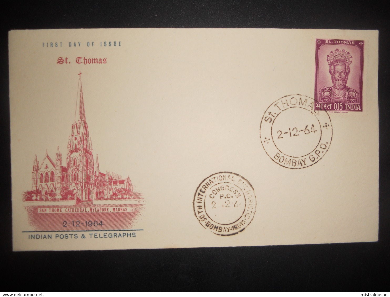 Inde Premier Jour St Thomas De Bombay 1964 - FDC