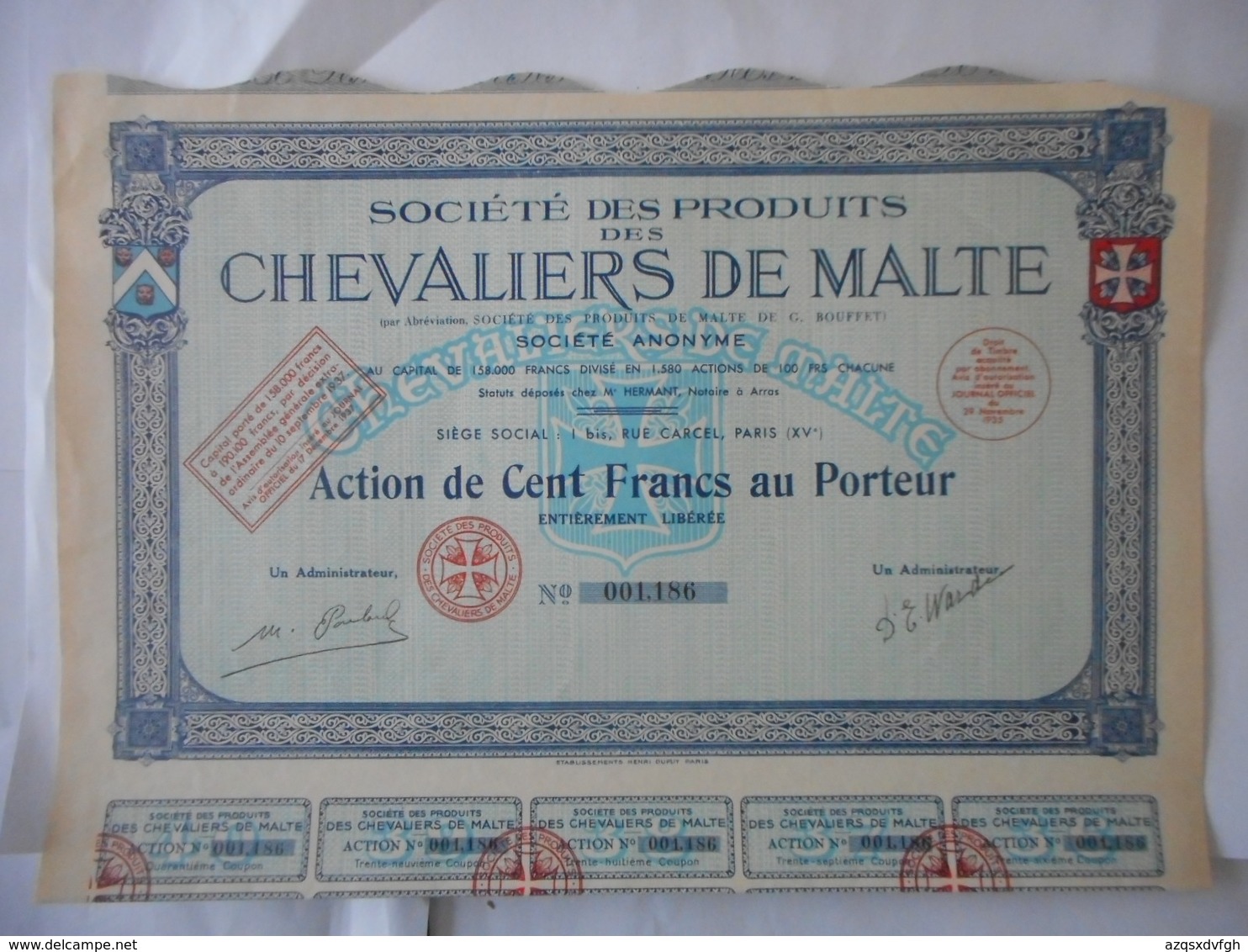 Produits Des CHEVALIERS De MALTE         PARIS 15EME - Other & Unclassified